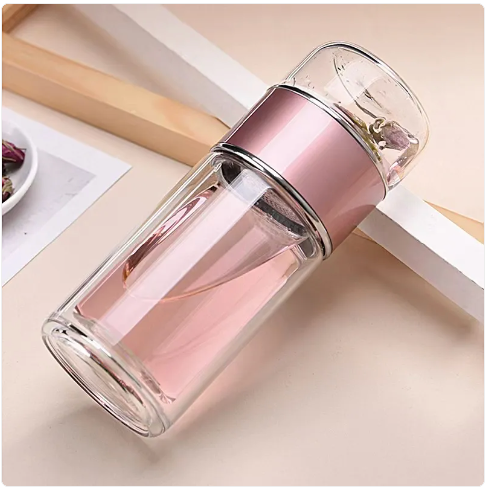 Double-Layer Glass Tea Infuser Cup