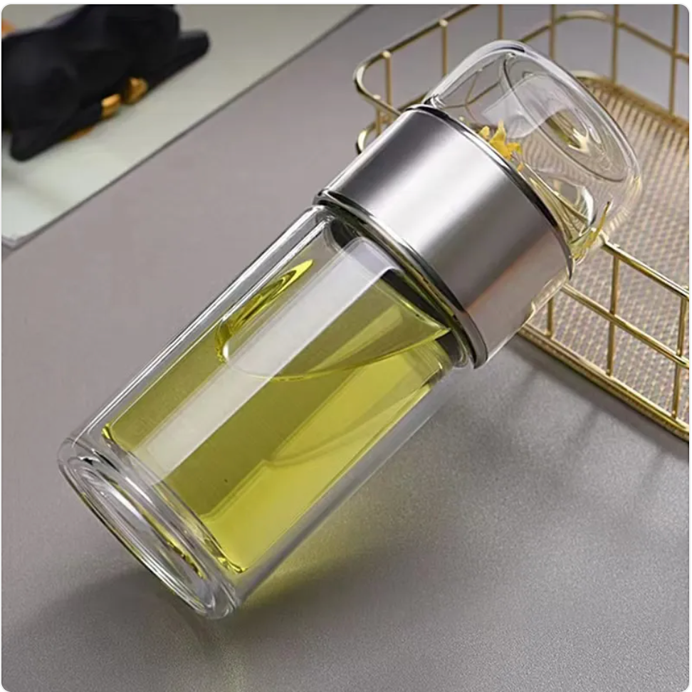 Double-Layer Glass Tea Infuser Cup