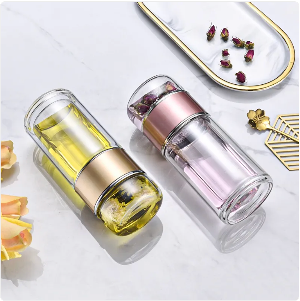 Double-Layer Glass Tea Infuser Cup