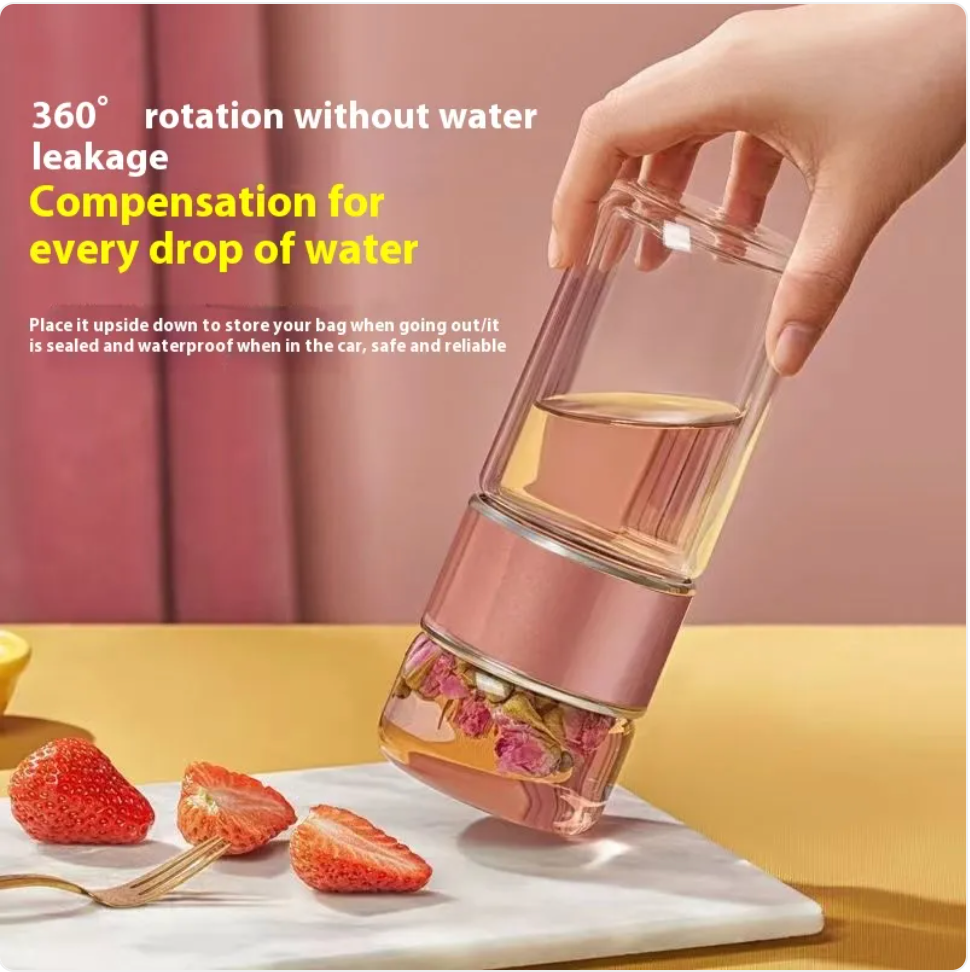 Double-Layer Glass Tea Infuser Cup