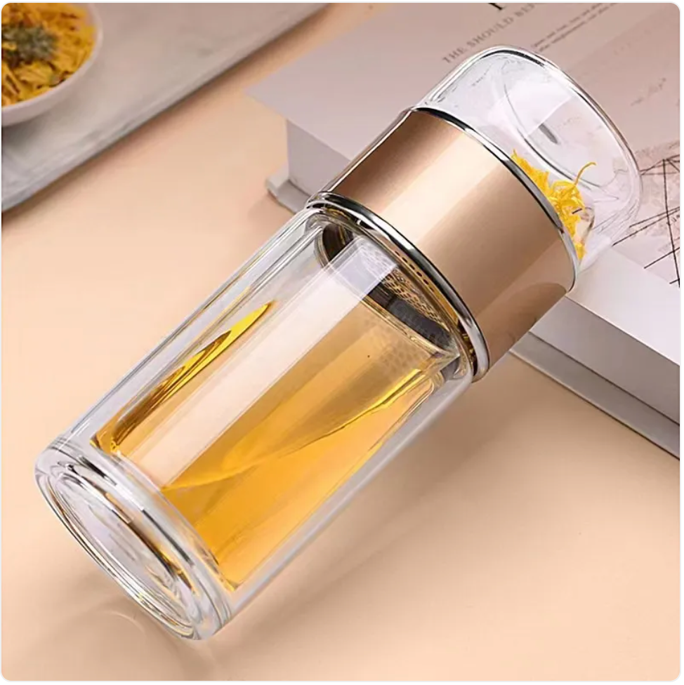 Double-Layer Glass Tea Infuser Cup