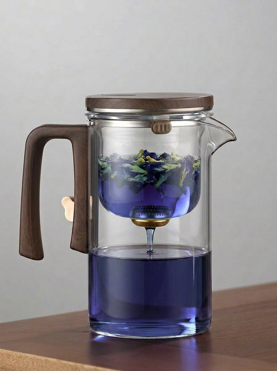 Glass tea infuser brewing butterfly pea blue tea